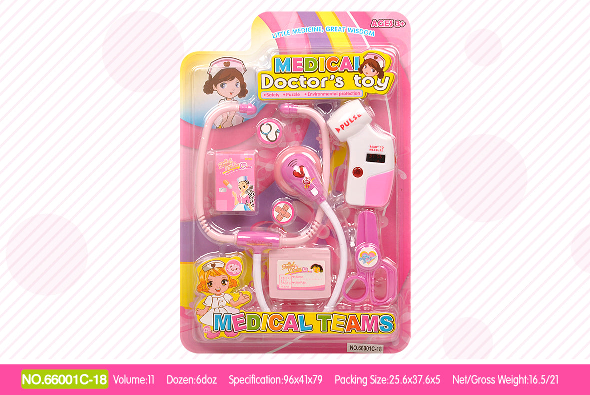 Pink Doctor Play Set with Toy Stethoscope & Pulse Instrument