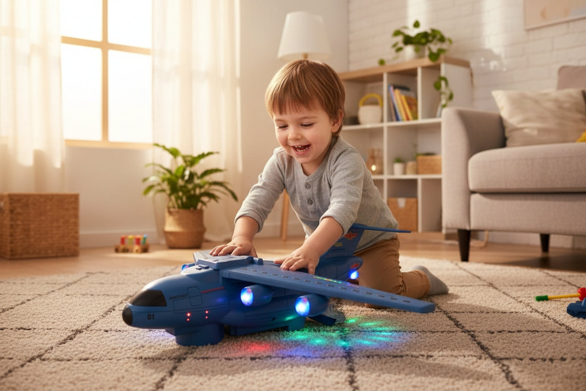Military Transport Aircraft Toy with Light & Sound Bump n Go