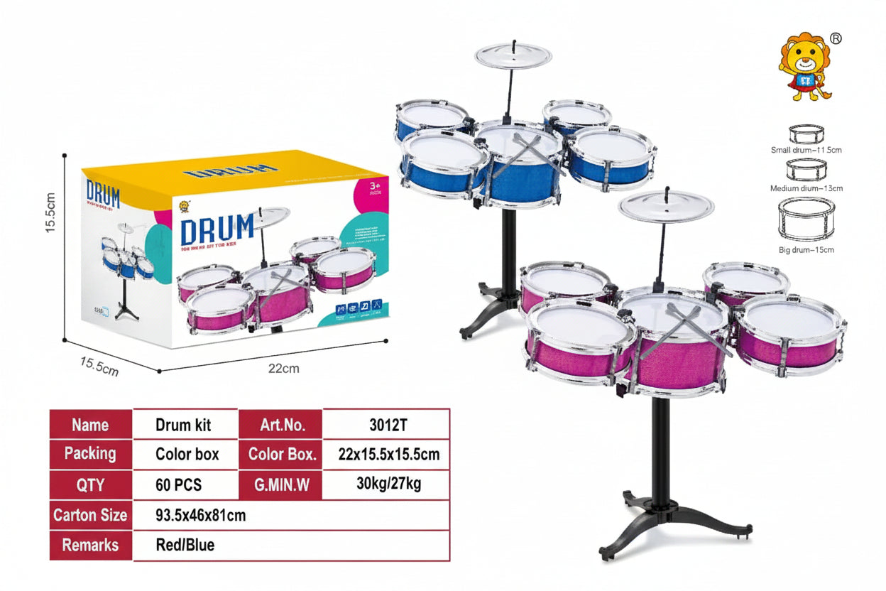 Children's Toy Drum Kit – 5-Piece Jazz Drum Set with Stand