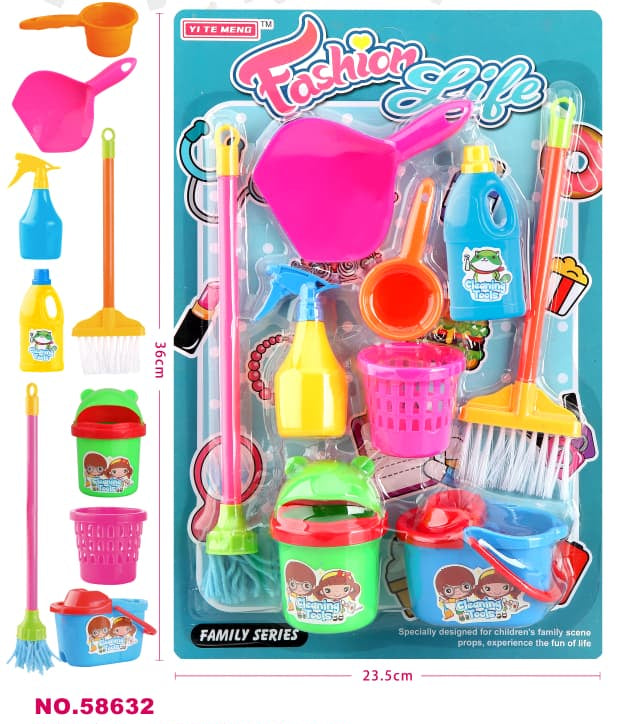 Kids Cleaning Play Set with Mop, Bucket & Accessories