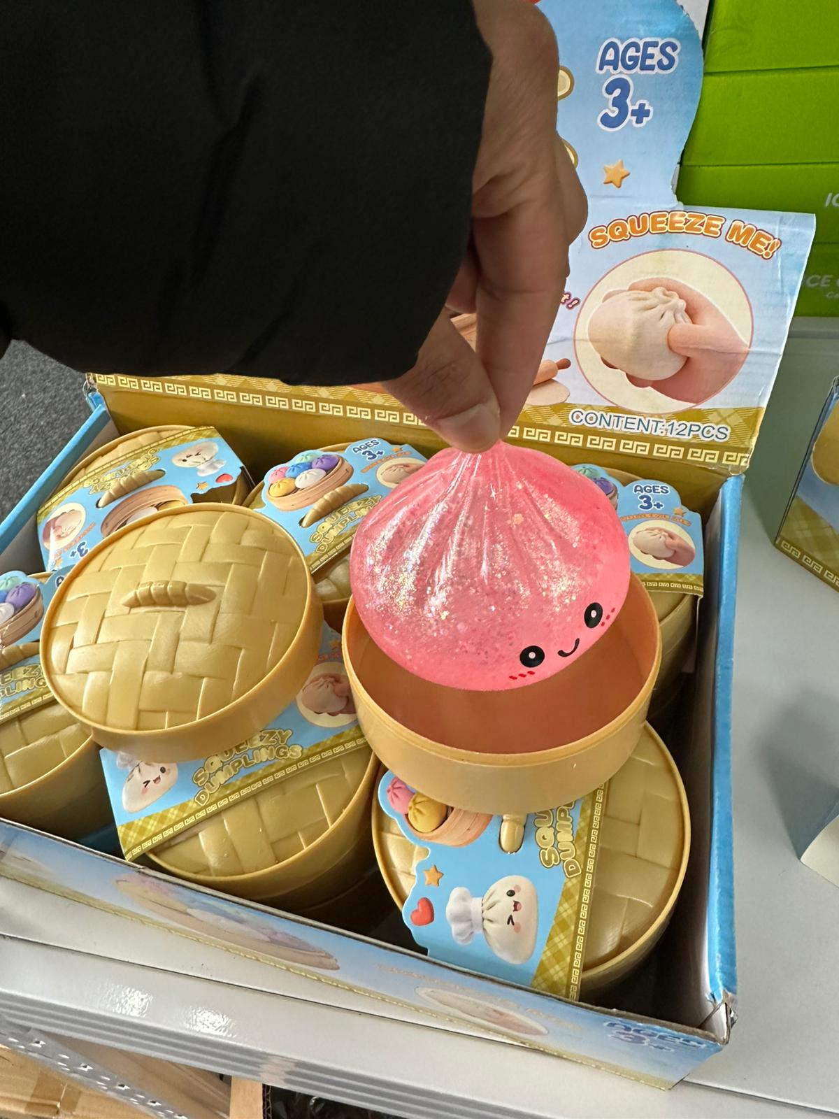 Glitter Mystery Dumpling Bun Squishy – Large Size 8.5cm - Deluxe 12-Piece Glitter