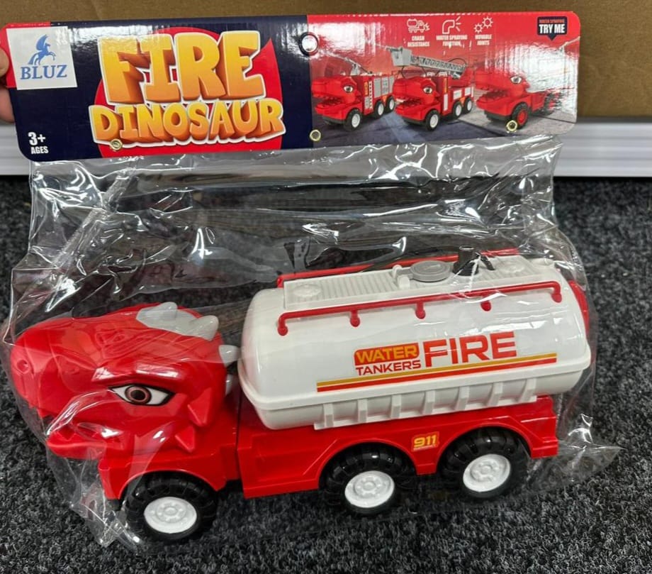 Fire Dinosaur Water Tanker Truck Toy – Spray Up to 6 Metres
