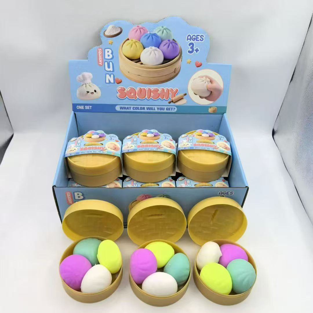 Squishy Bun Toy – Surprise Colour Sensory Squeeze Ball (Ages 3+)