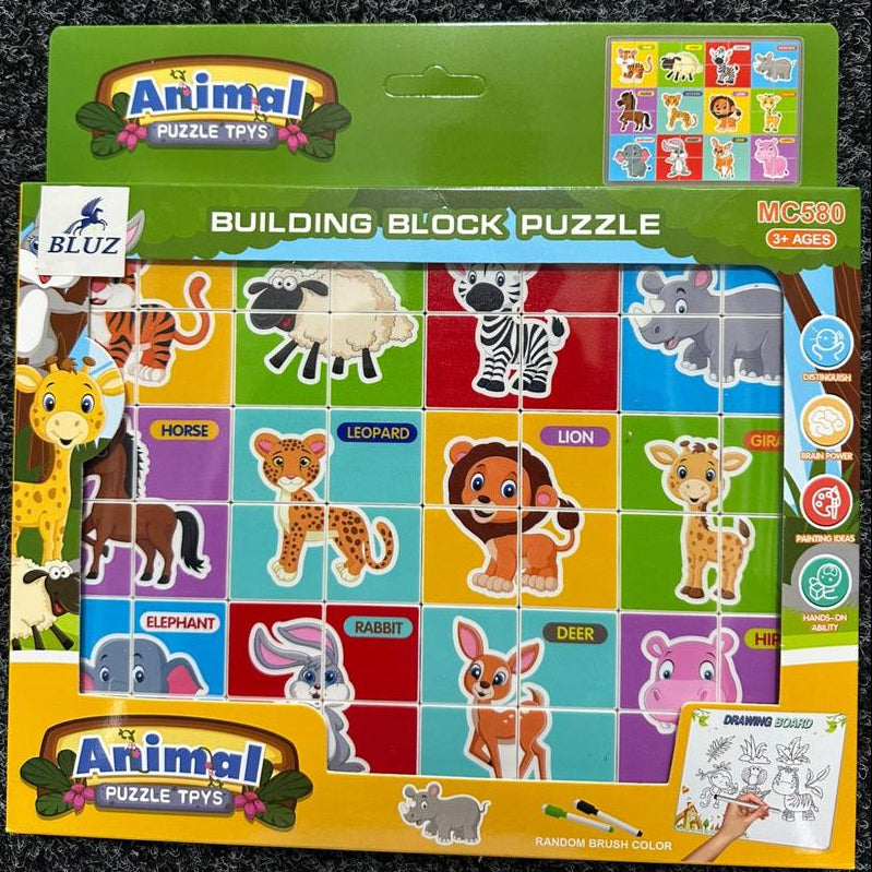 Animal Building Block Puzzle – MC580 | Educational Toy for Kids 3+