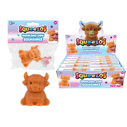 KTL SQUISHY HIGHLAND COW WITH BOBBLES 12PCs in a Box