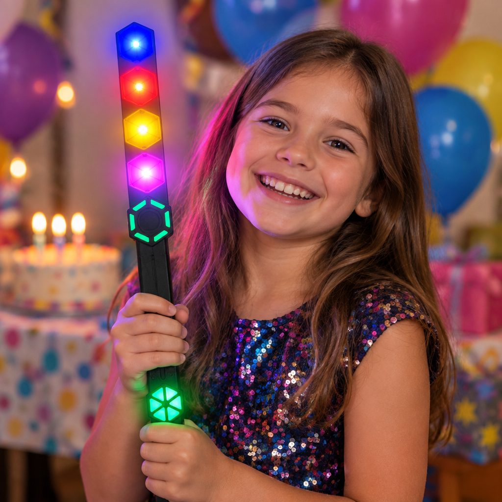 Child using the LED baton at a party
