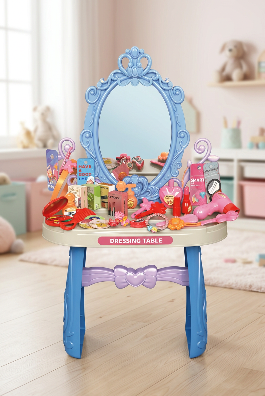 Dressing table in a pastel playroom setting