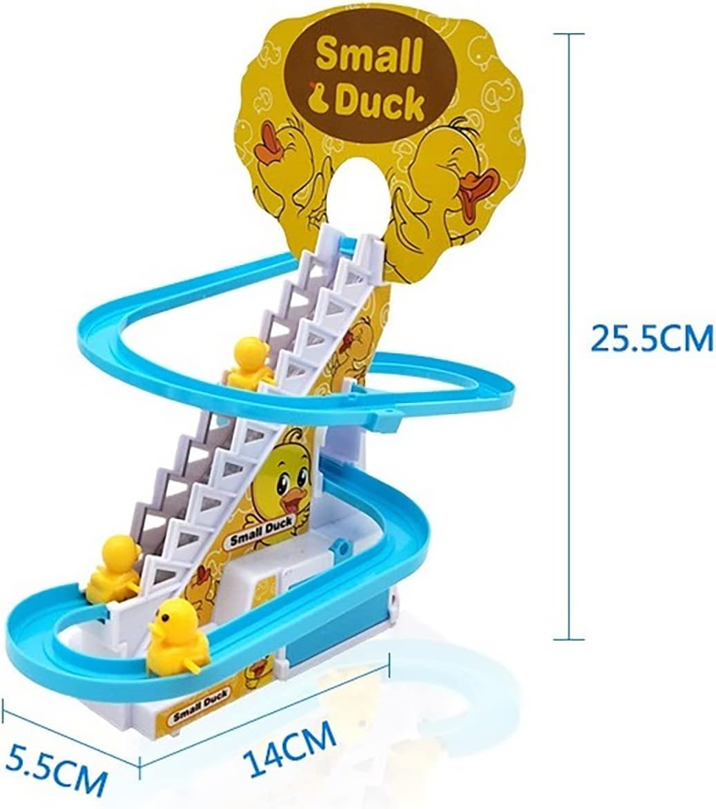 Duck Climbing Stairs Toy, Electric Race Track Game with Light & Music