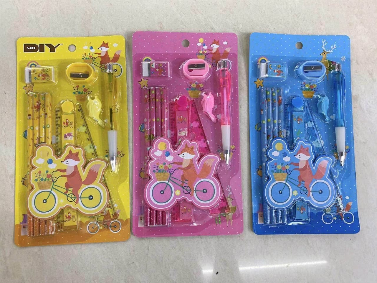Fox Character Kids Stationery Set – Pencils, Ruler, Eraser & Sharpener