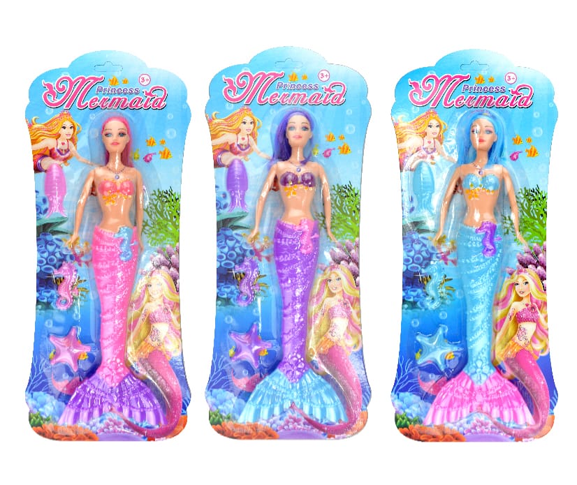Princess Mermaid Doll – Glitter Tail Fashion Doll in 3 Assorted Colours