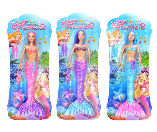 Princess Mermaid Doll – Glitter Tail Fashion Doll in 3 Assorted Colours