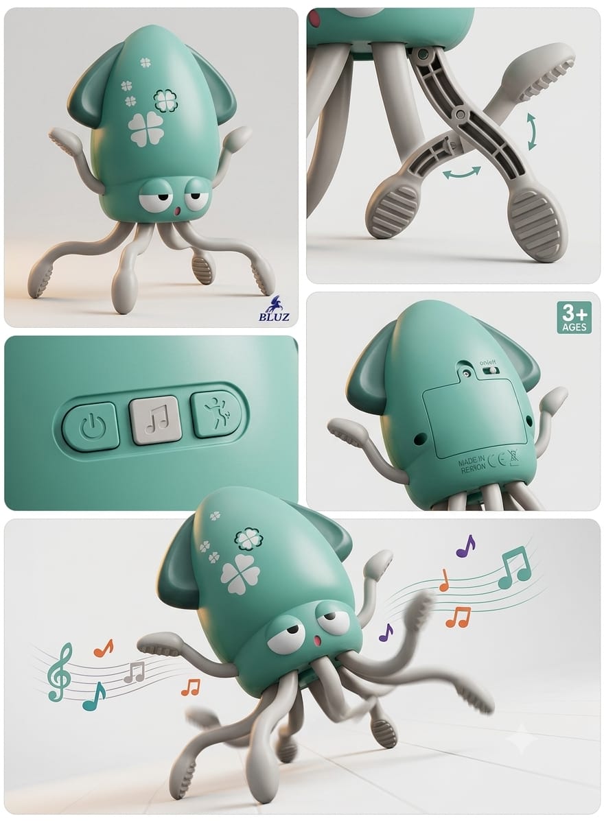 Electric Dancing Squid Toy with Music & Moving Legs