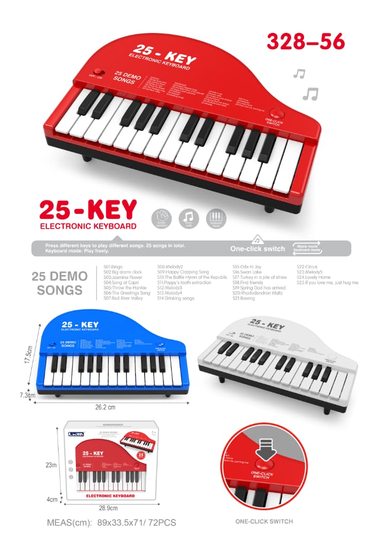 25-Key Electronic Keyboard Toy Piano – 25 Demo Songs