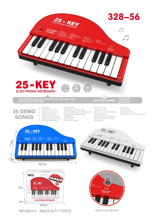 25-Key Electronic Keyboard Toy Piano – 25 Demo Songs