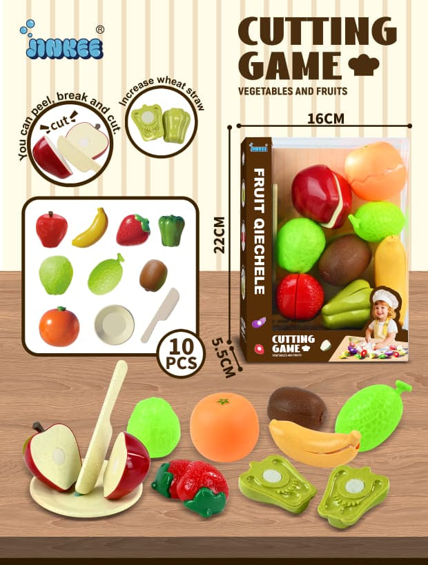 Kids Cutting Fruit & Vegetable Playset – Jinkee Cutting Game 10pcs JQ917-2