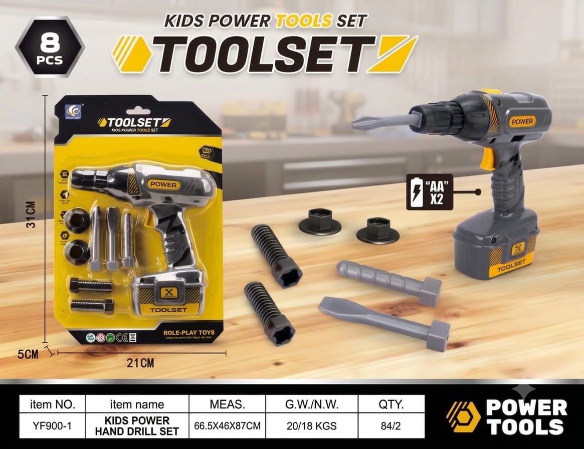 8-Piece Kids Hand Drill Pretend Play Set
