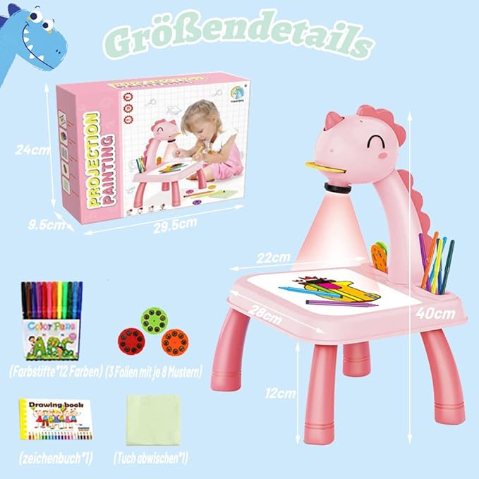 Pink Unicorn Drawing Projector Painting Table