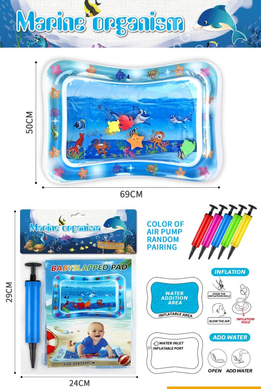 Marine Organism Baby Water Play Mat – Inflatable Tummy Time Sensory Mat with Air Pump