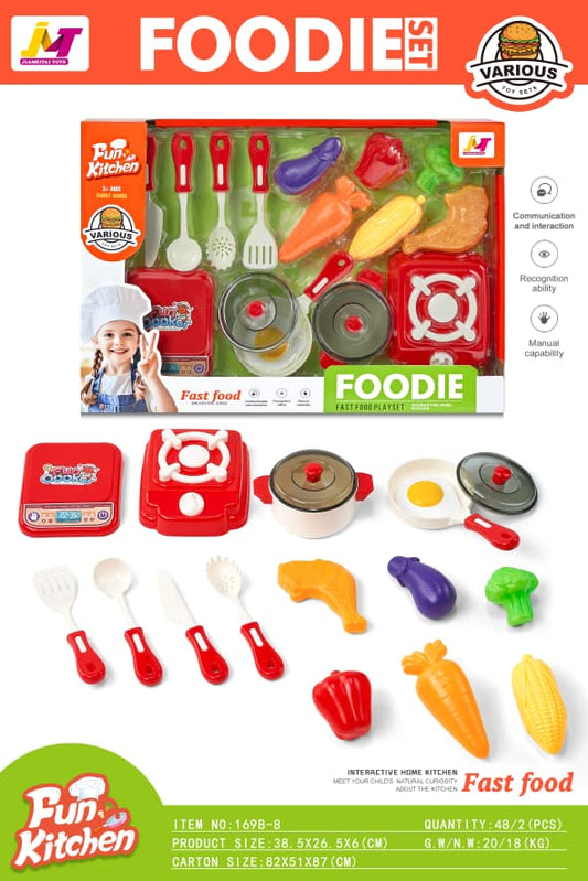 Fun Kitchen Foodie Fast Food Play Set with Cookware & Vegetables