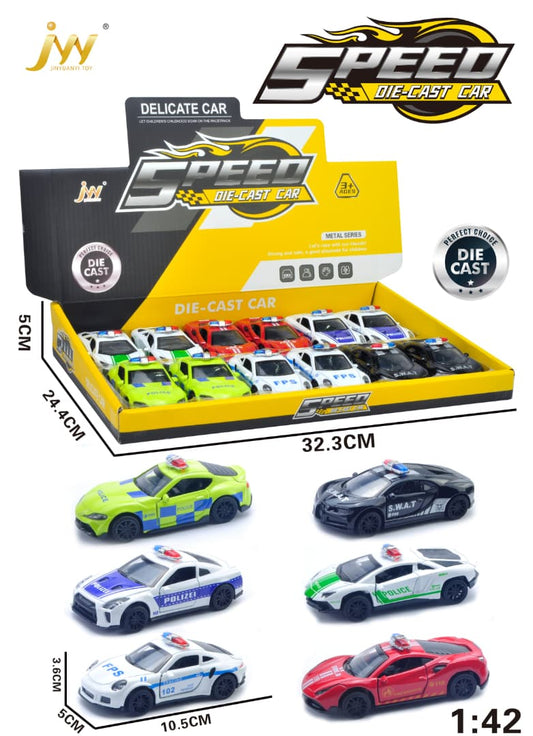 Speed Die-Cast Car Set Police Vehicles (Display Box of 12)