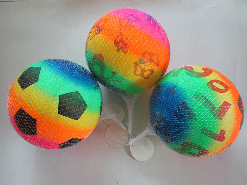 Rainbow Inflatable Toy Balls – Assorted Designs, Net Bag