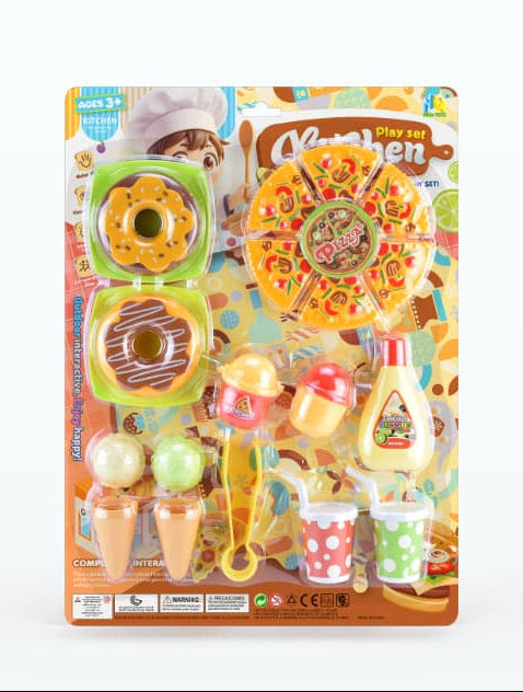 Kids' Toy Food Playset – Pizza, Donuts & Ice Cream Play Set
