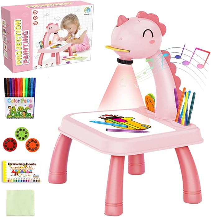 Pink Unicorn Drawing Projector Painting Table
