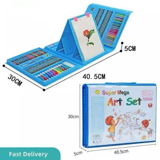 208 Pieces Art Set Drawing, Painting Set with Colours Crayon Paper Nursery School Gift Set