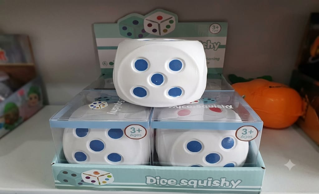 Dice Squishy - Jumbo Soft Slow Rise Sensory Fidget Toy, Display Box -6PCs