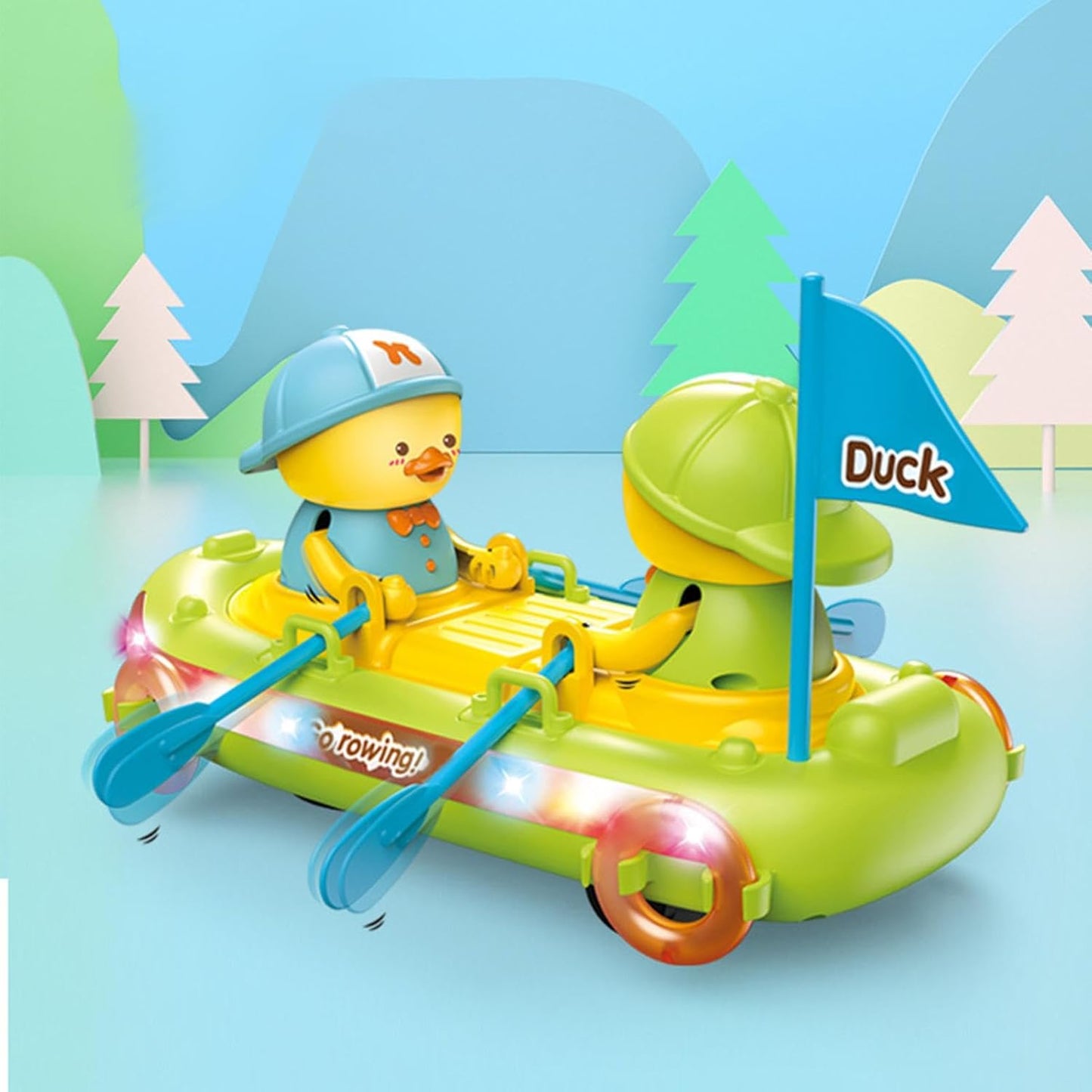 New Duck Boat Musical Bump & Go Action Toy With Lights Music For Boys Girls Birthday Christmas Gift