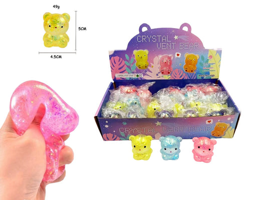 Crystal Vent Bear Squishy Toy – Glitter-Filled Soft Sensory Fidget