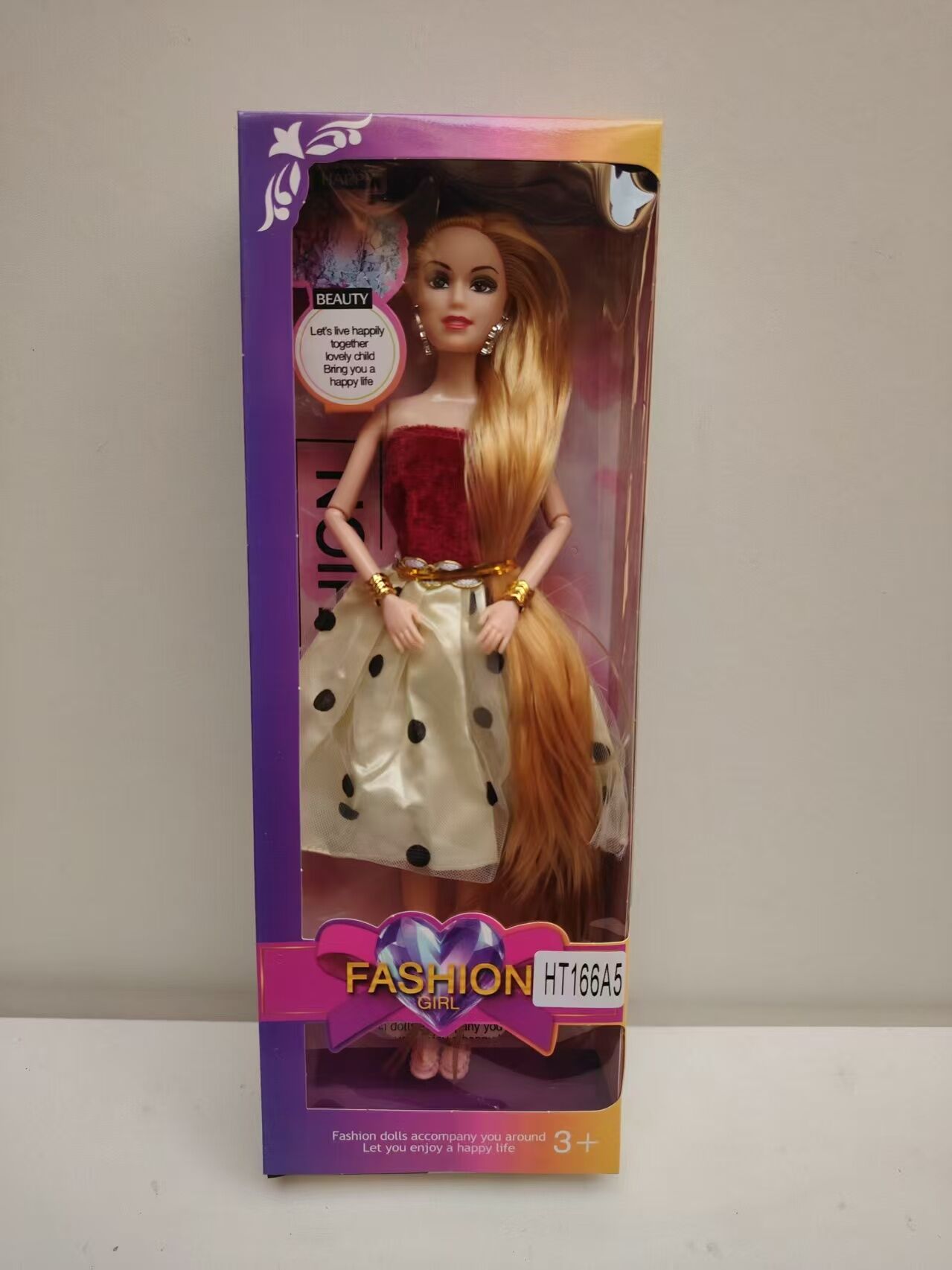 Fashion Girl Beauty Doll – Long Hair Glamour Doll with Gold Accessories