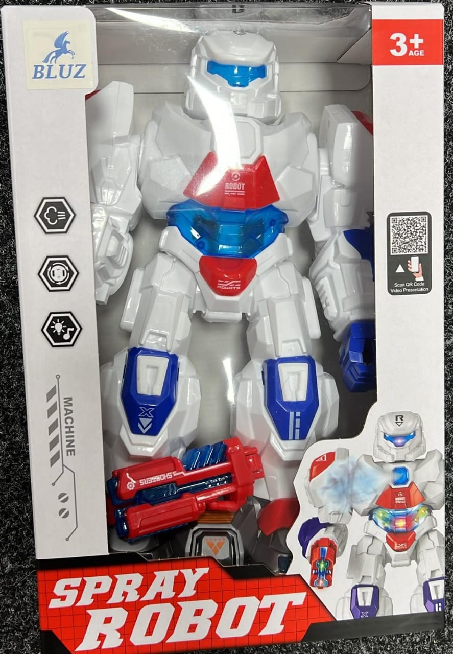 Spray Robot — Sound, Light & Rotating Action Figure