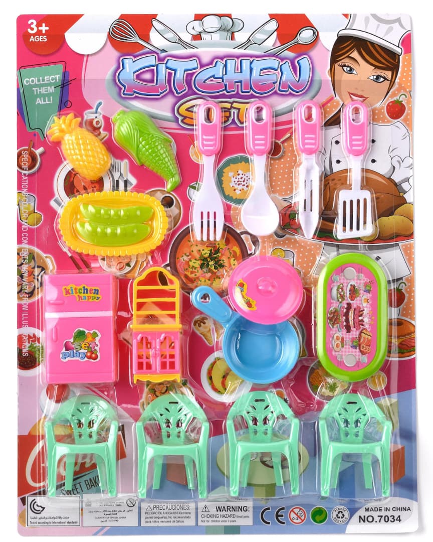 Kitchen Set Playset – Kids Pretend Play Cooking & Dining Set
