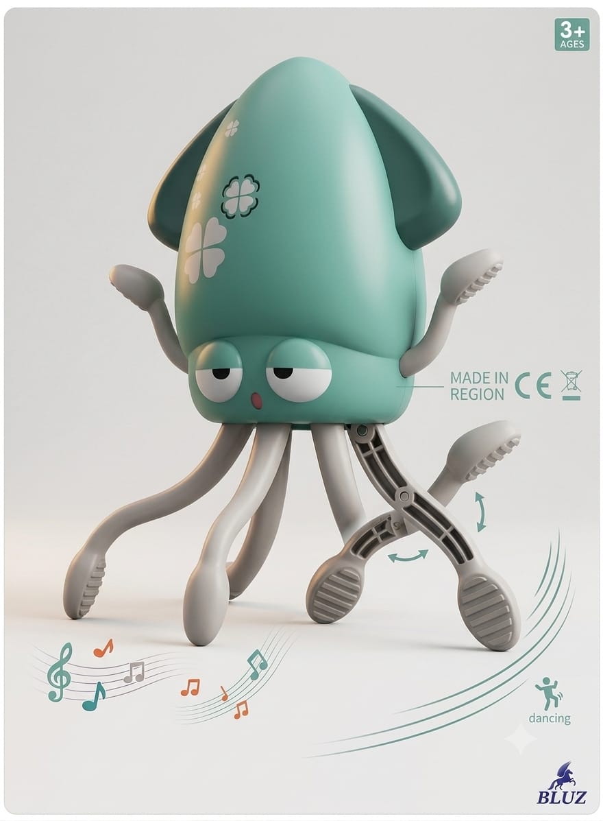 Electric Dancing Squid Toy with Music & Moving Legs