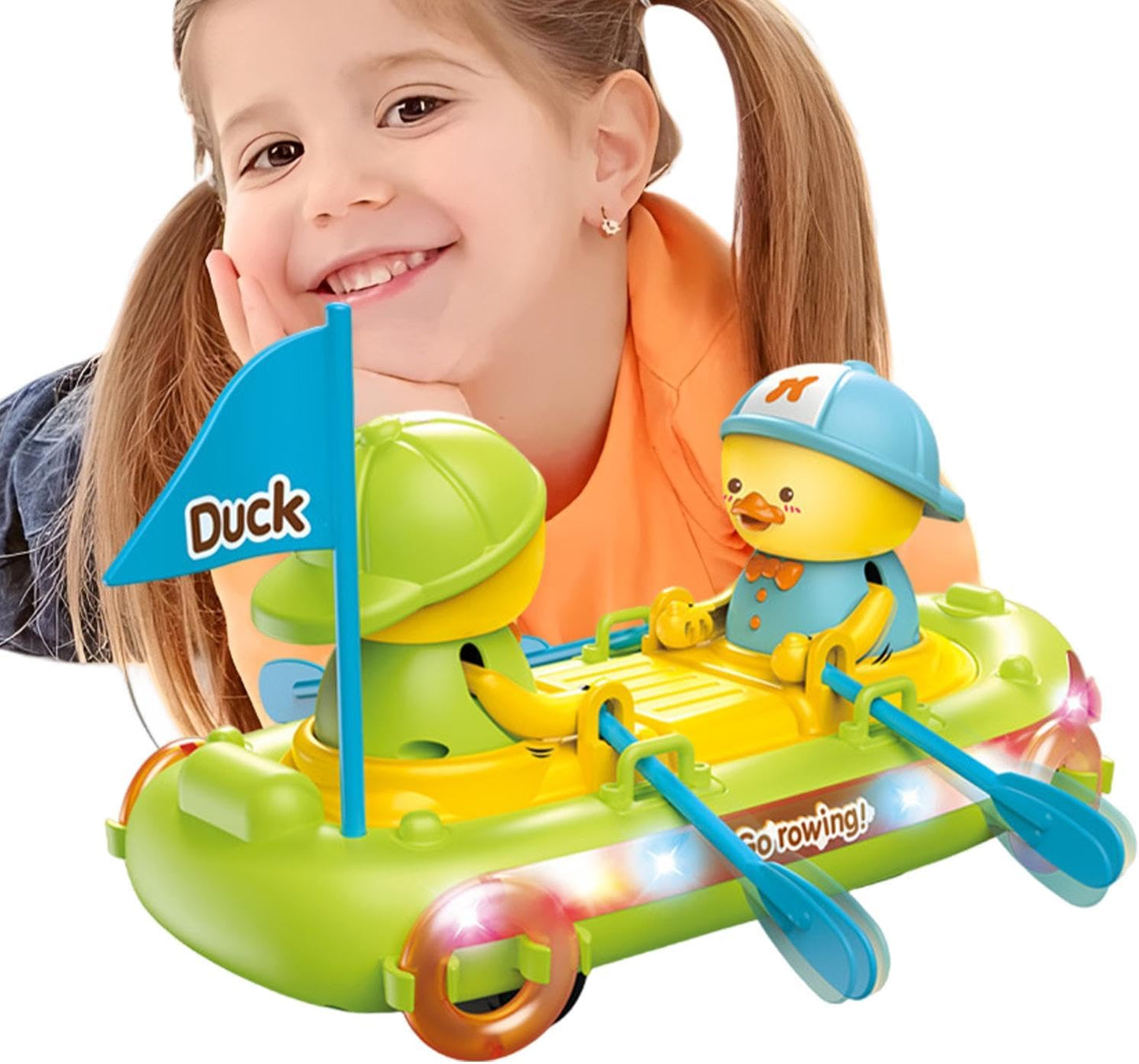 New Duck Boat Musical Bump & Go Action Toy With Lights Music For Boys Girls Birthday Christmas Gift