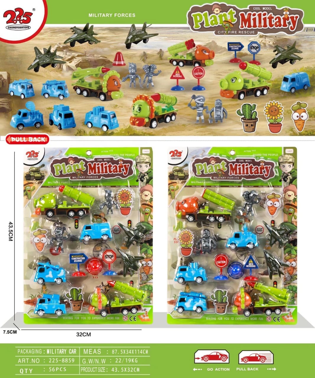 Plant Military Forces Pull-Back Vehicle & Figure Playset