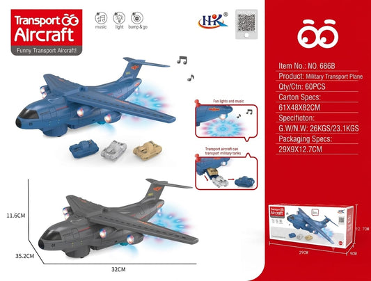 Military Transport Aircraft Toy with Light & Sound Bump n Go