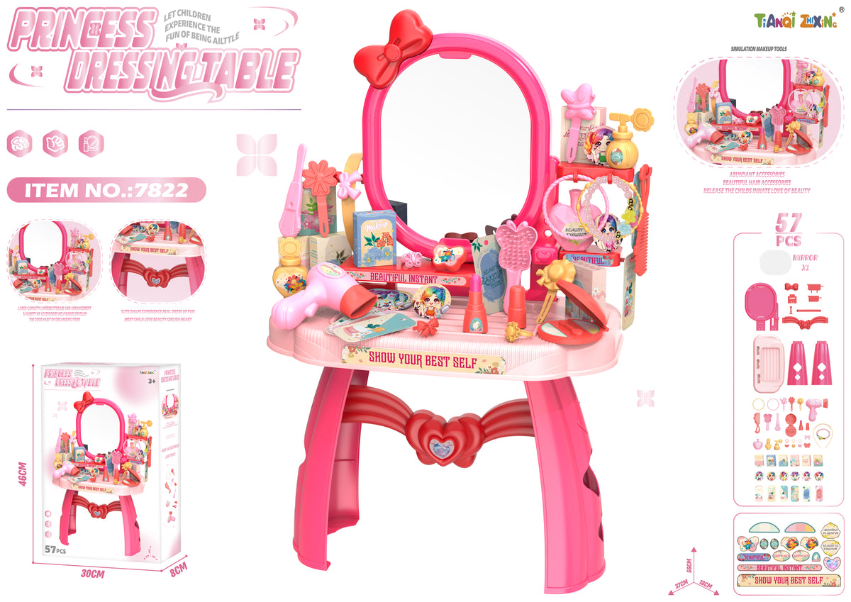 Pink Princess Dressing Table Play Set – 57 Pieces