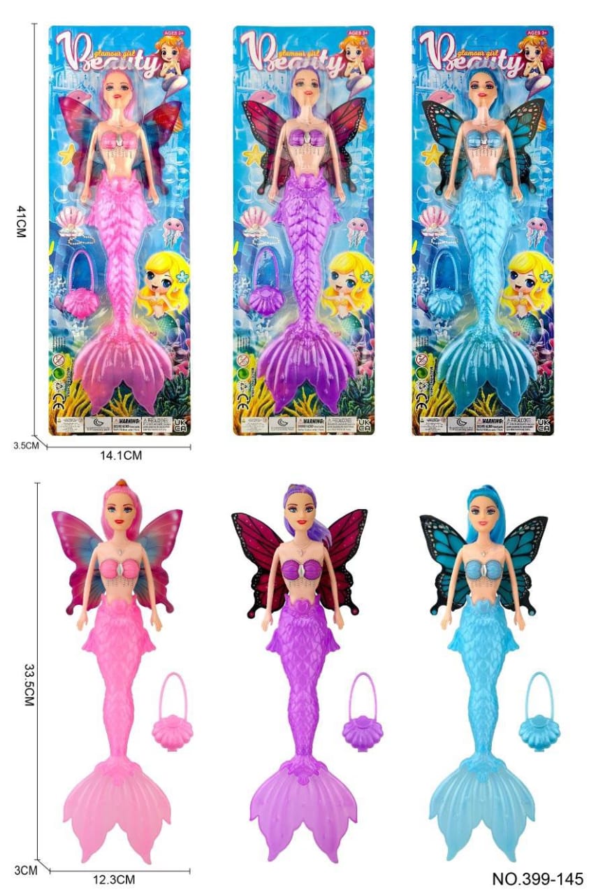 Mermaid Fairy Doll with Butterfly Wings – Assorted Colours