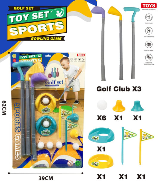 Kids Golf Toy Set – Sports Game with 3 Clubs, 6 Balls & Accessories