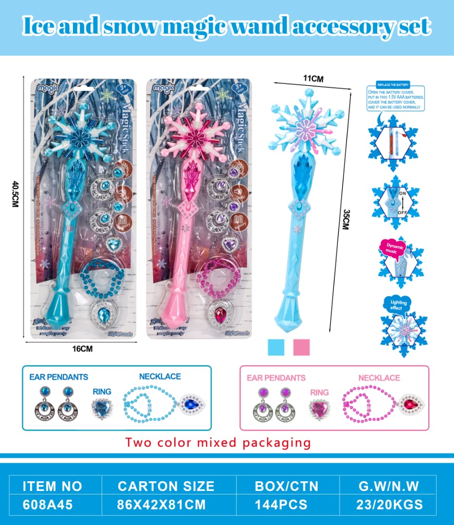 Ice & Snow Magic Wand Princess Accessory Set — Blue & Pink