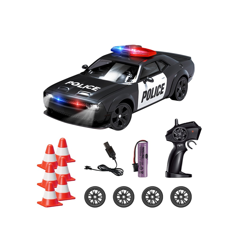 RC Police Drift Car 4WD Remote Control Rechargeable 2.4GHz 1:24 Scale