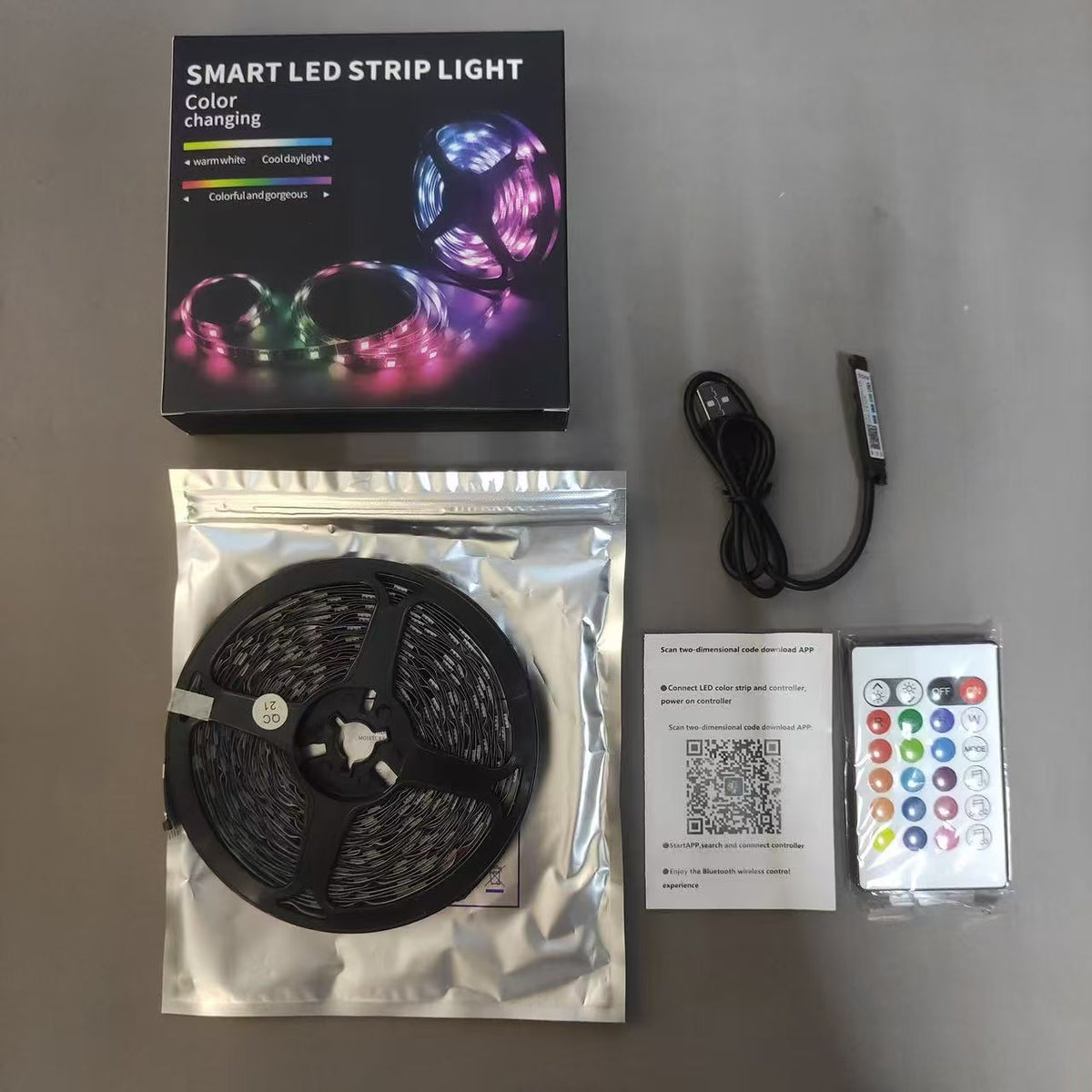 5M USB LED Strip Light Set with Remote & Controller Colour-Changing