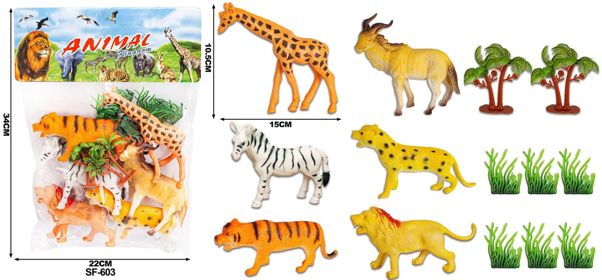 Wild Animal Figure Play Set with Trees & Grass