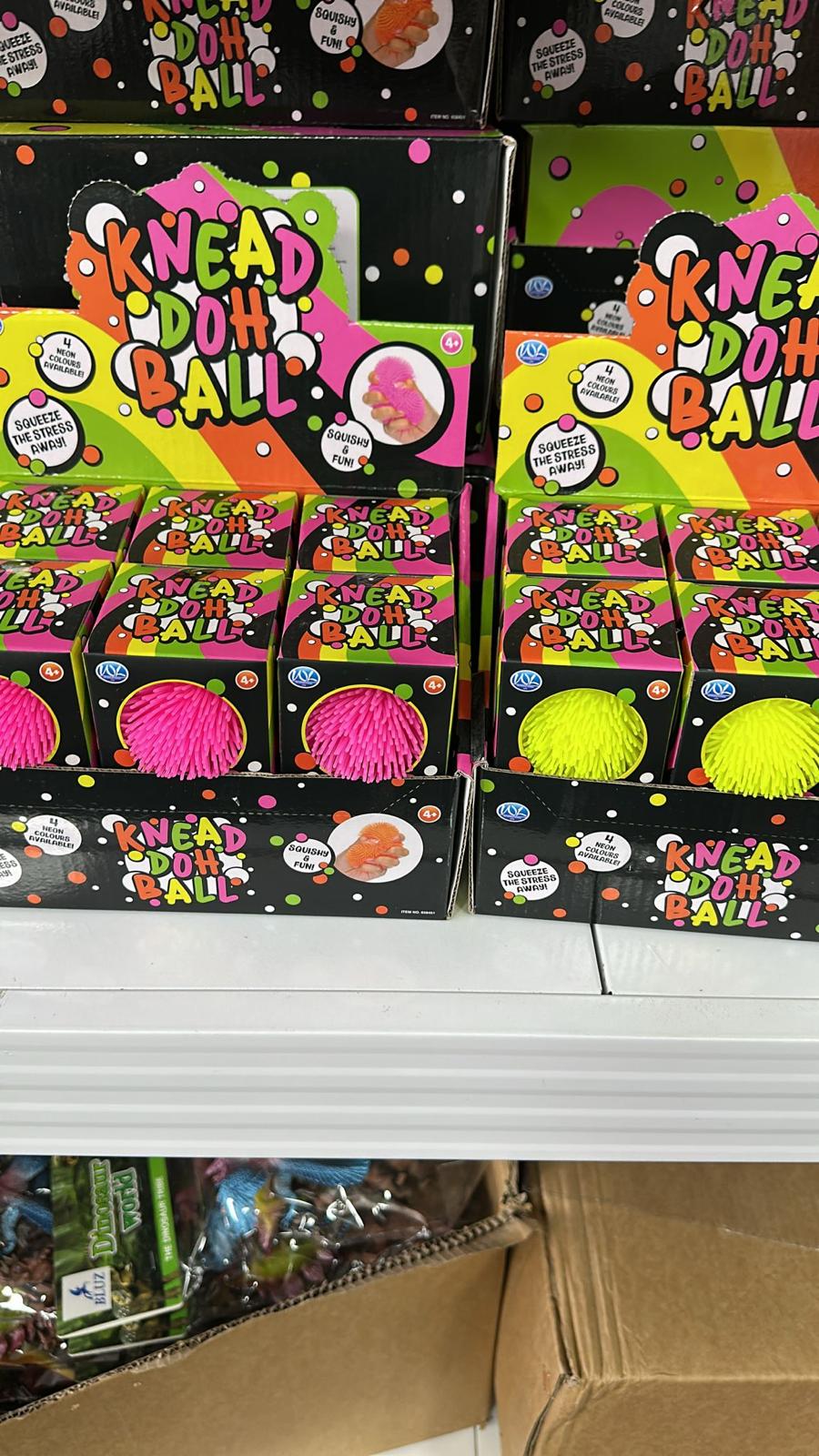 HAIRY NEON KNEAD DOH BALL 70MM -12 Pieces in a Box