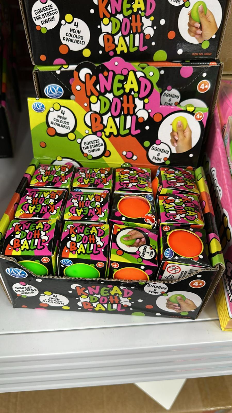 NEON KNEAD DOH BALL 38MM - 24 Pieces in a Box