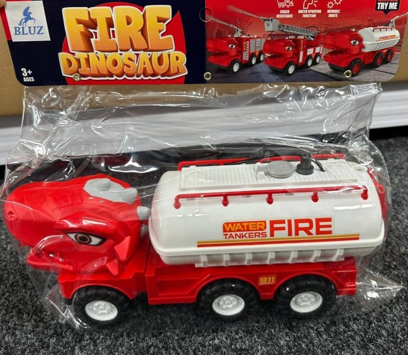 Fire Dinosaur Water Tanker Truck Toy – Spray Up to 6 Metres