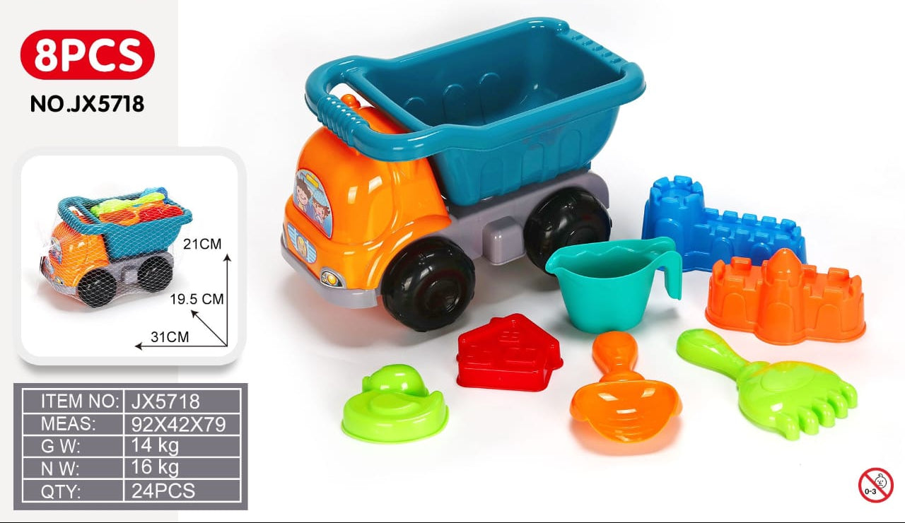 Beach Toys 8-Piece Sand Play Set with Dump Truck