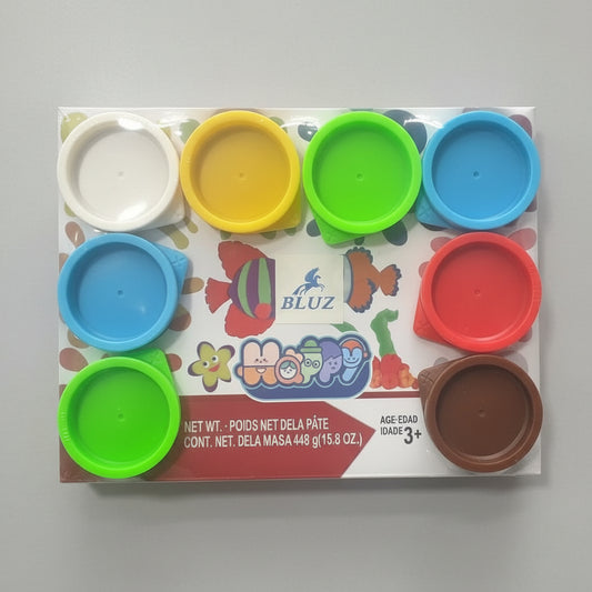 Bluz Happy Coloured Clay Set – 8 Colours (448g)